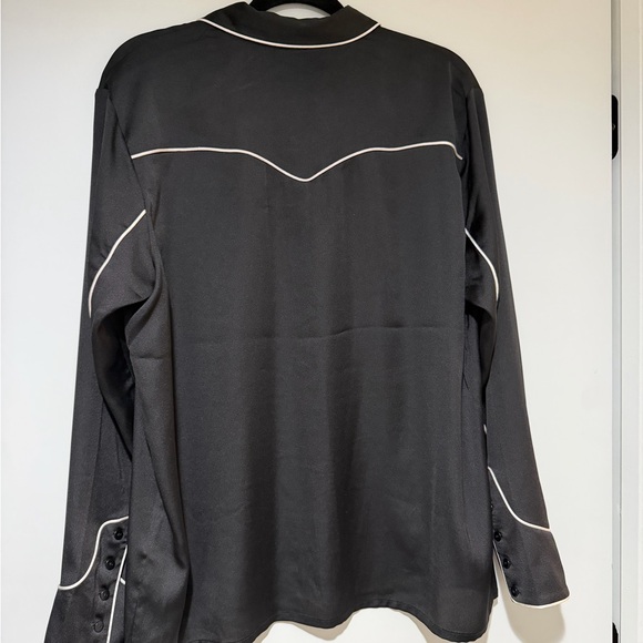 All Saints Cece Black Button Down Shirt wWestern detail Women's - Size 10 US - Picture 5 of 7